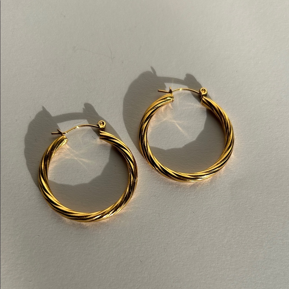 Classic Gold Hoop Earrings - Picture 2 of 2